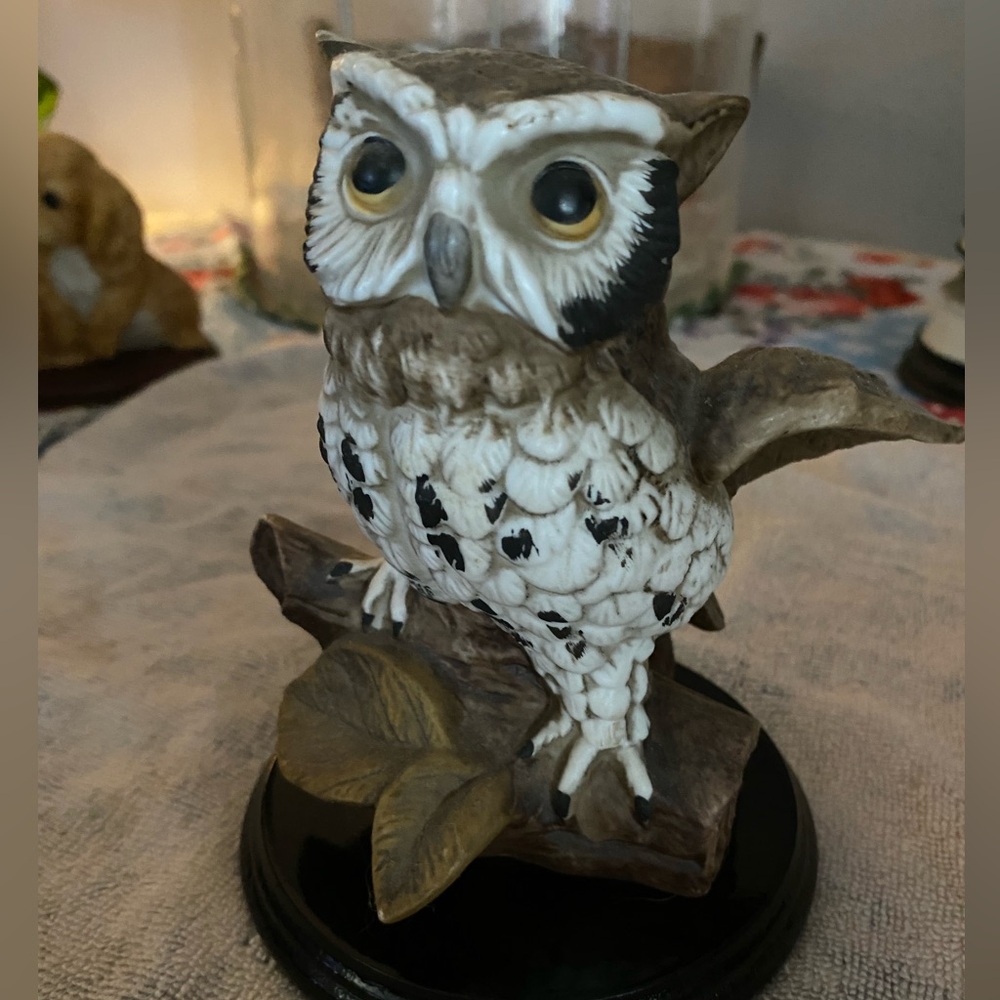Brown and White Owl Figurine Home Accent